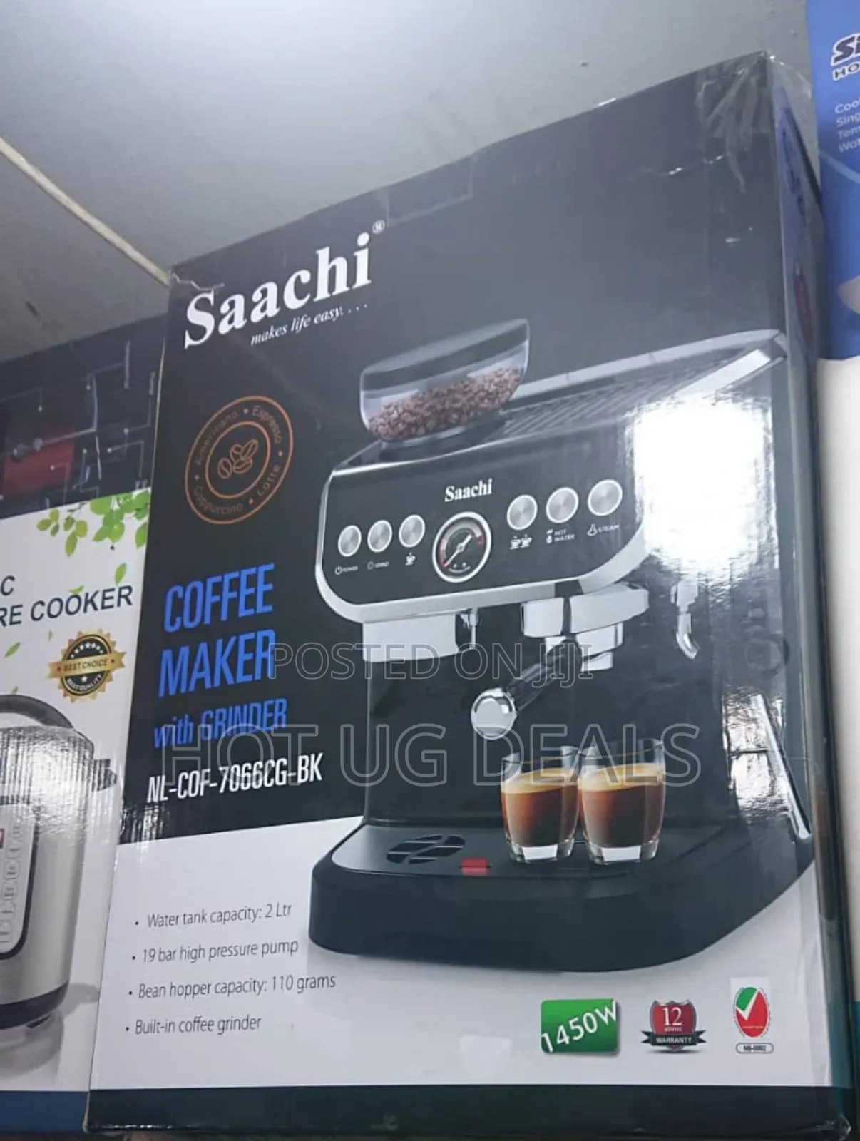 Saachi 19 Bar High Pressure Coffee Maker Machine 2 Litre