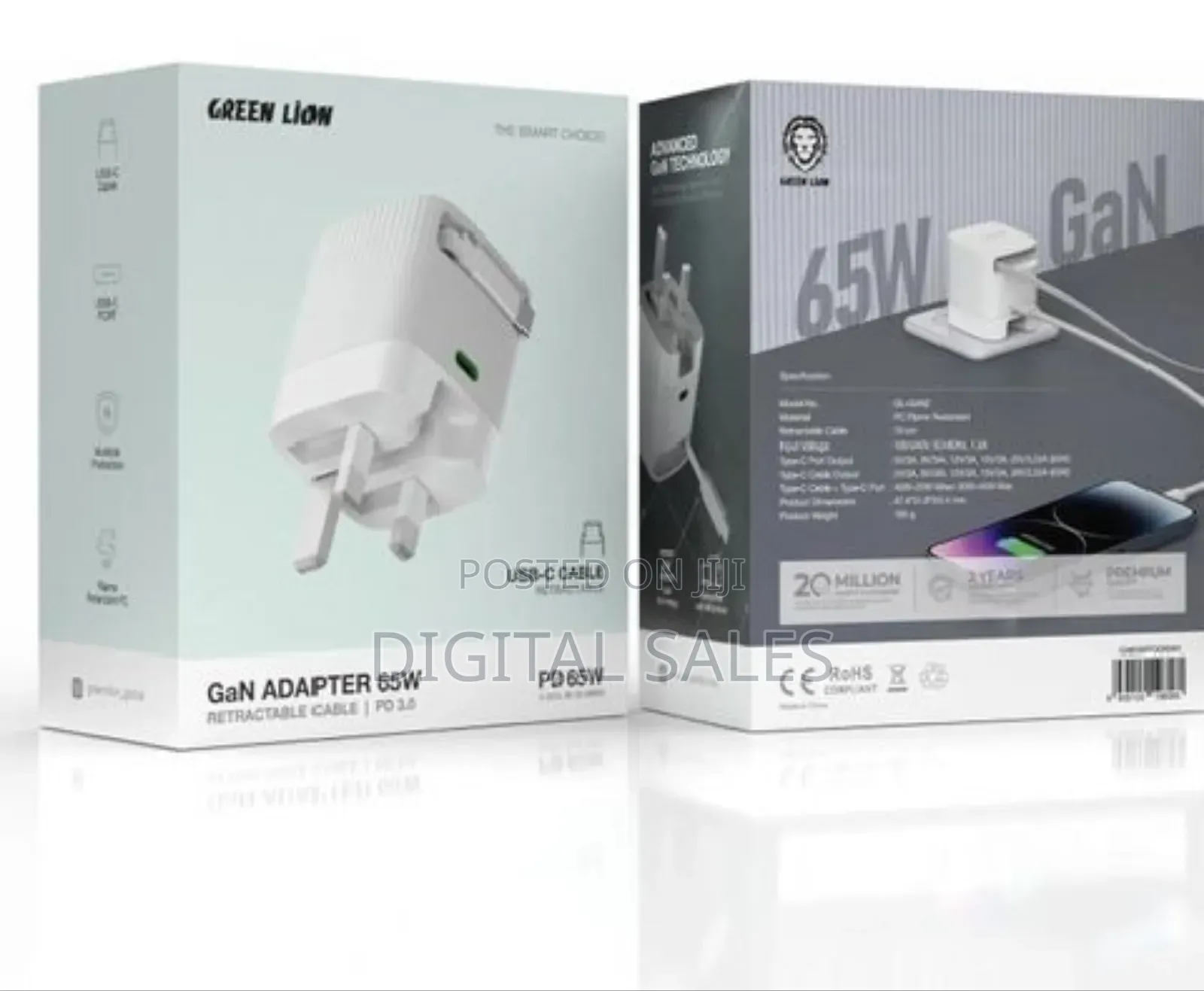 Green Lion Gan Adapter 65w White