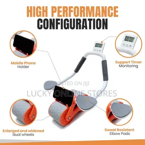 Automatic Rebound Ab Roller With Elbow Support and Timer