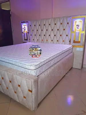 Cream With Light Bulb Geometry Bed