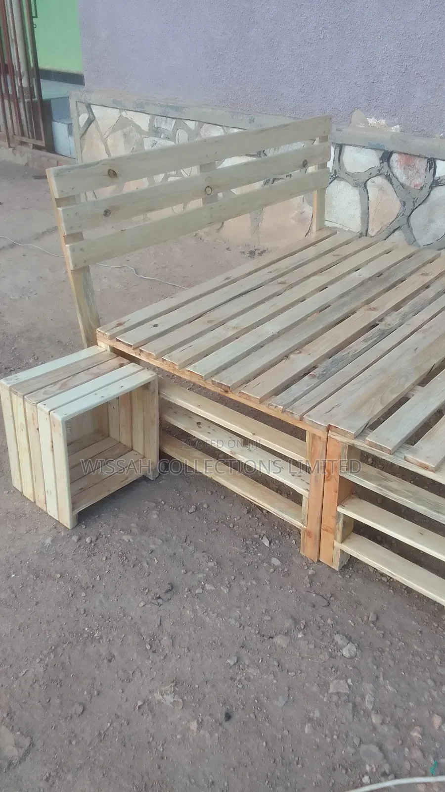 Pallet Bed and a Stool