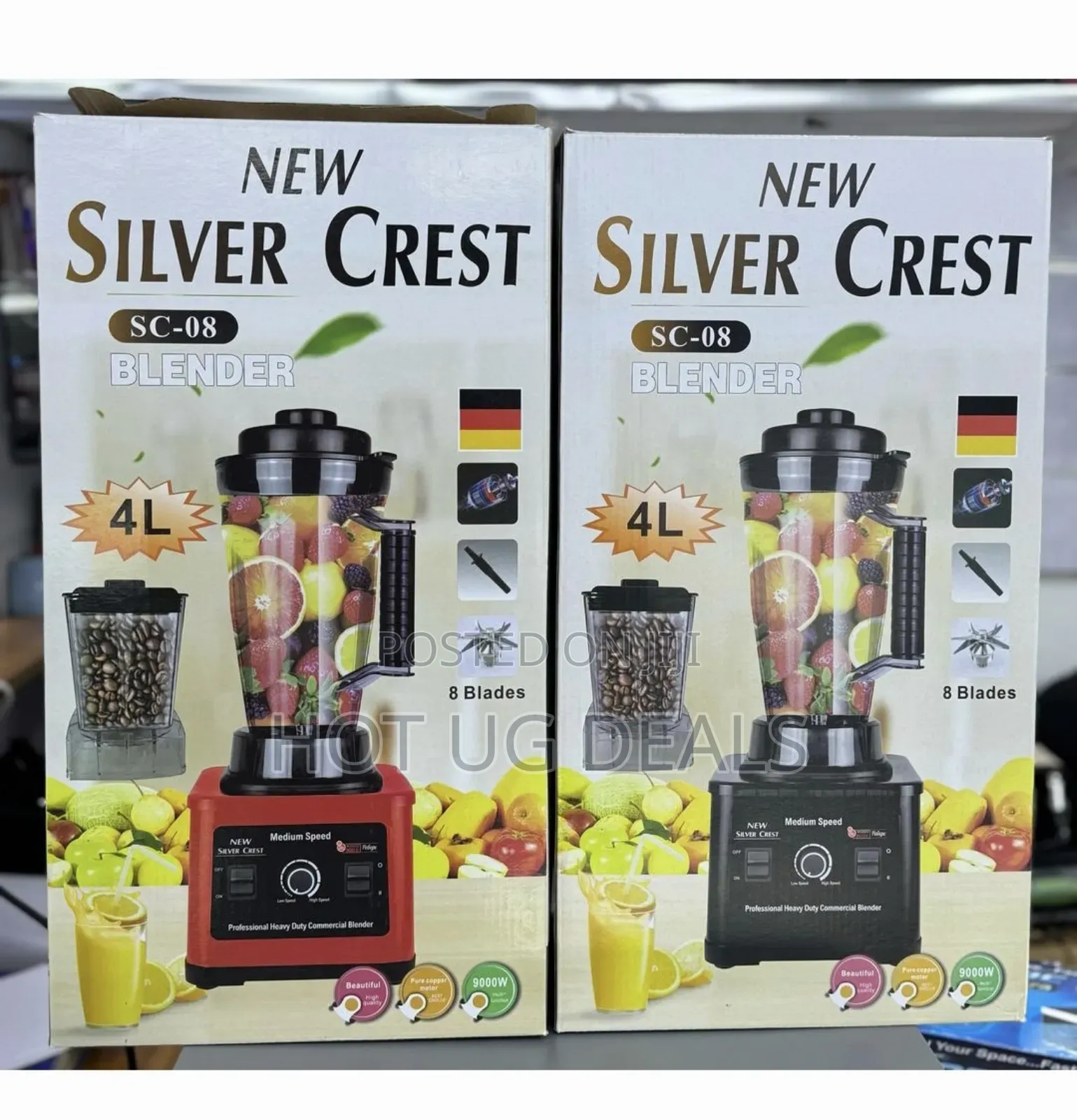 Silvercrest 4l Powerful Commercial Blender  9000w- Red