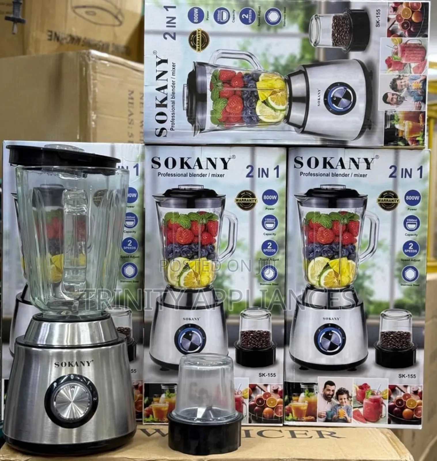 Sokany 1.5 Litres Professional Blender With, Grinder Sk-155