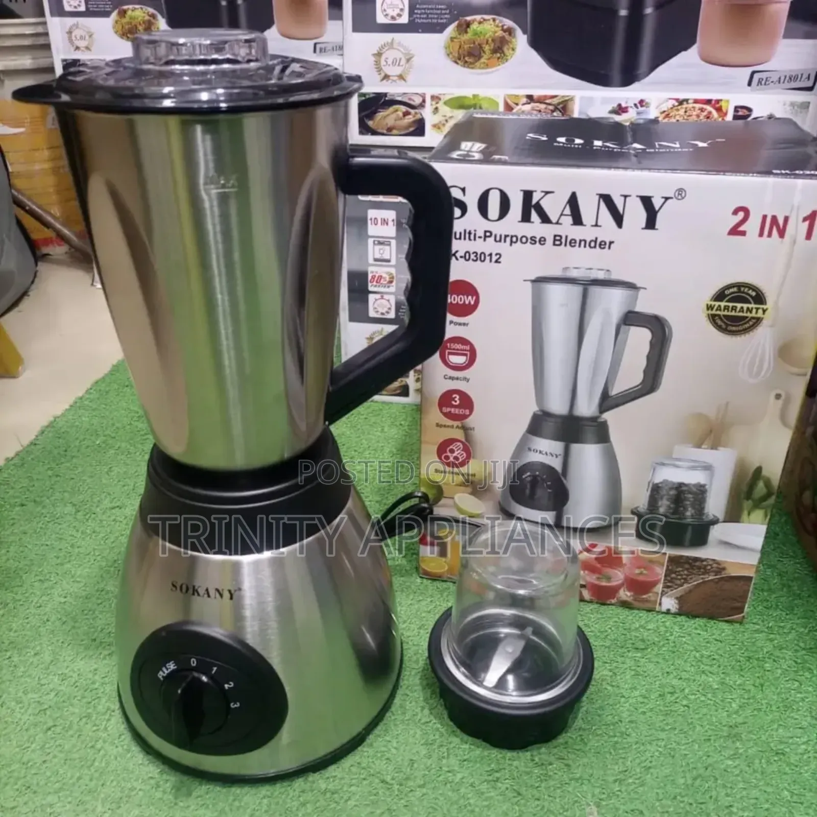 Sokany 2 in 1 Stainless Steel Blender With Grinder. Sk-03012