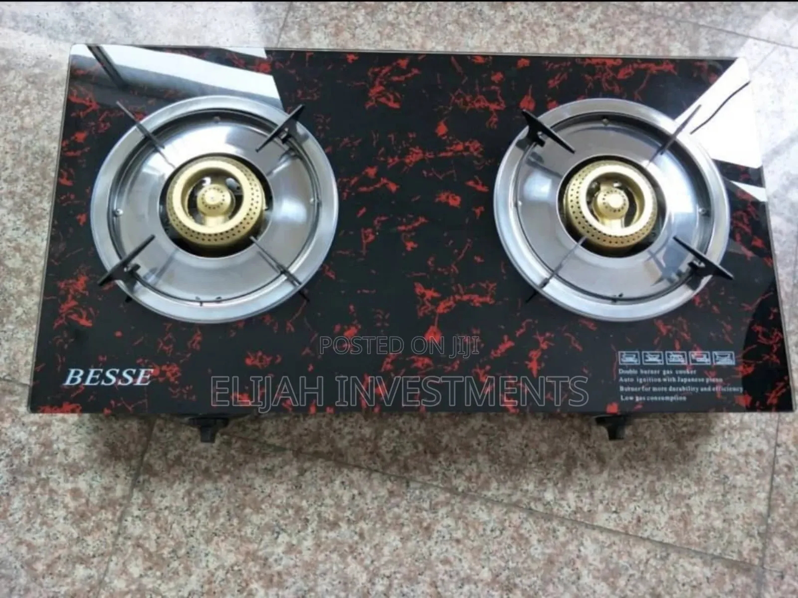 Original Besse Ceramic Easy Clean Double Gas Burner