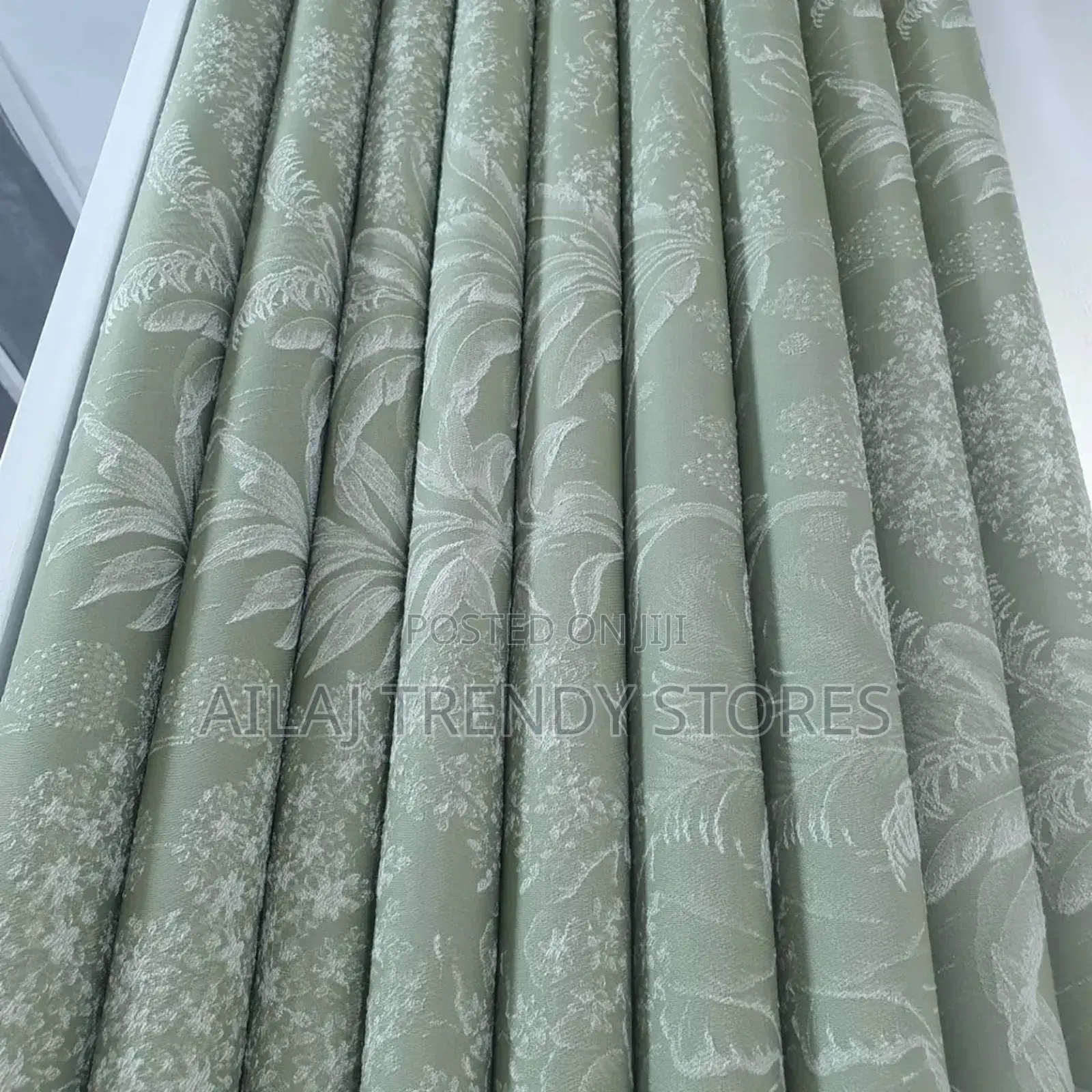 Green Leafy Curtain Design Per Metre