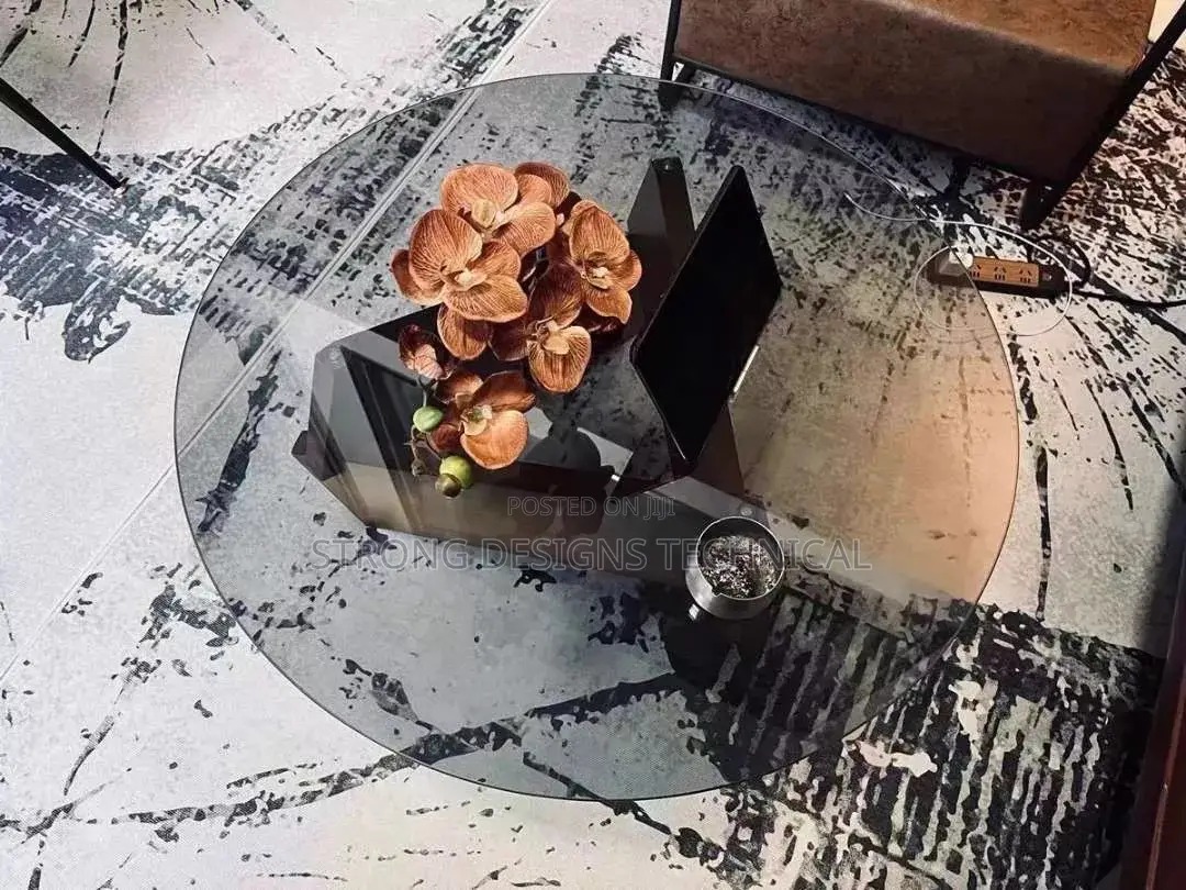 Round Glass Center Table With Wooden Legs