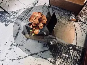 Round Glass Center Table With Wooden Legs