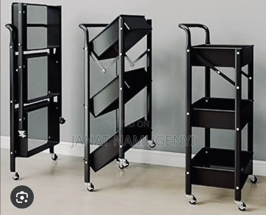 3 Tier Metallic Foldable Trolley