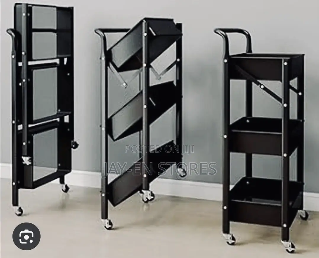 3 Tier Metallic Foldable Trolley