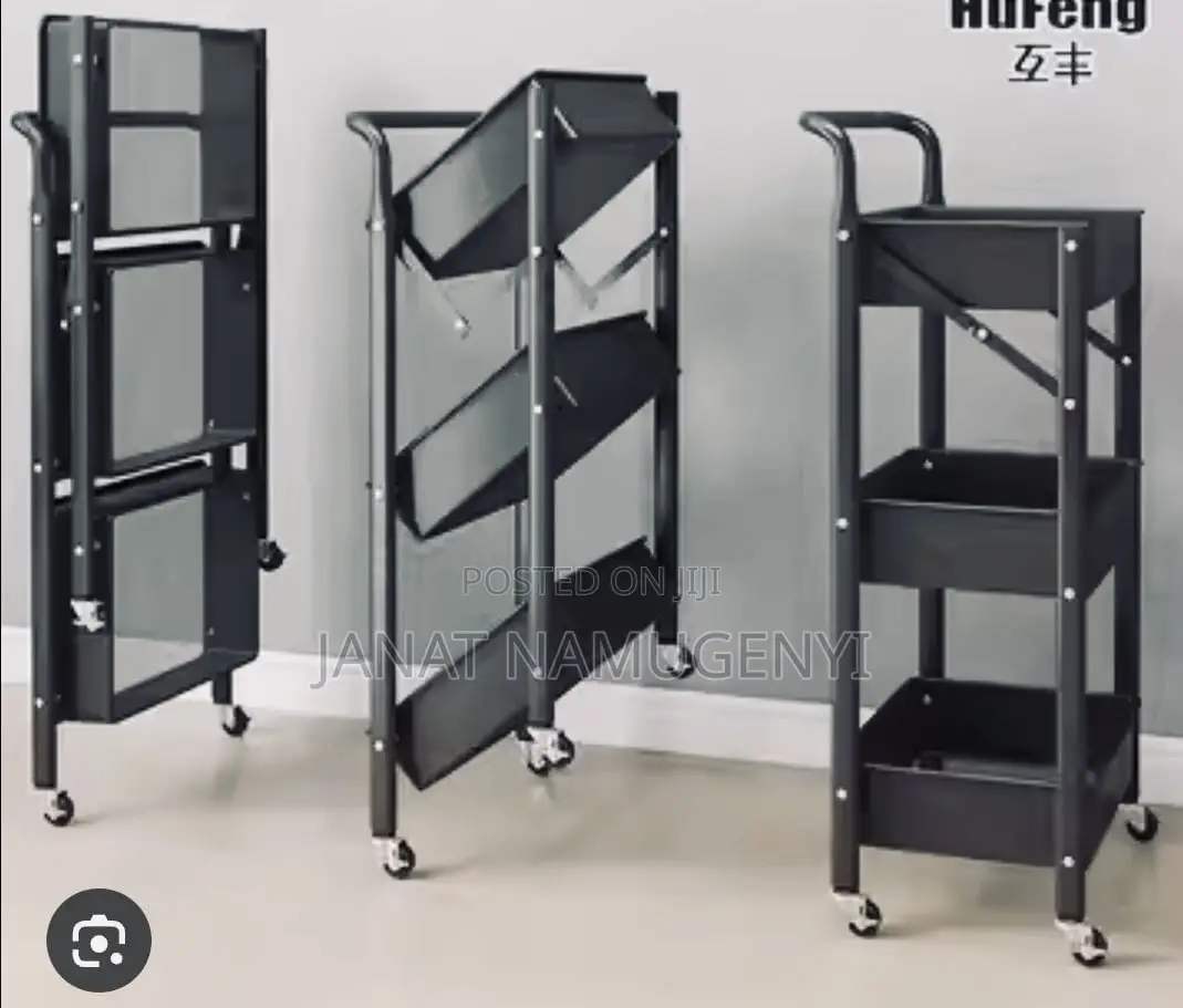 3 Tier Metallic Foldable Trolley