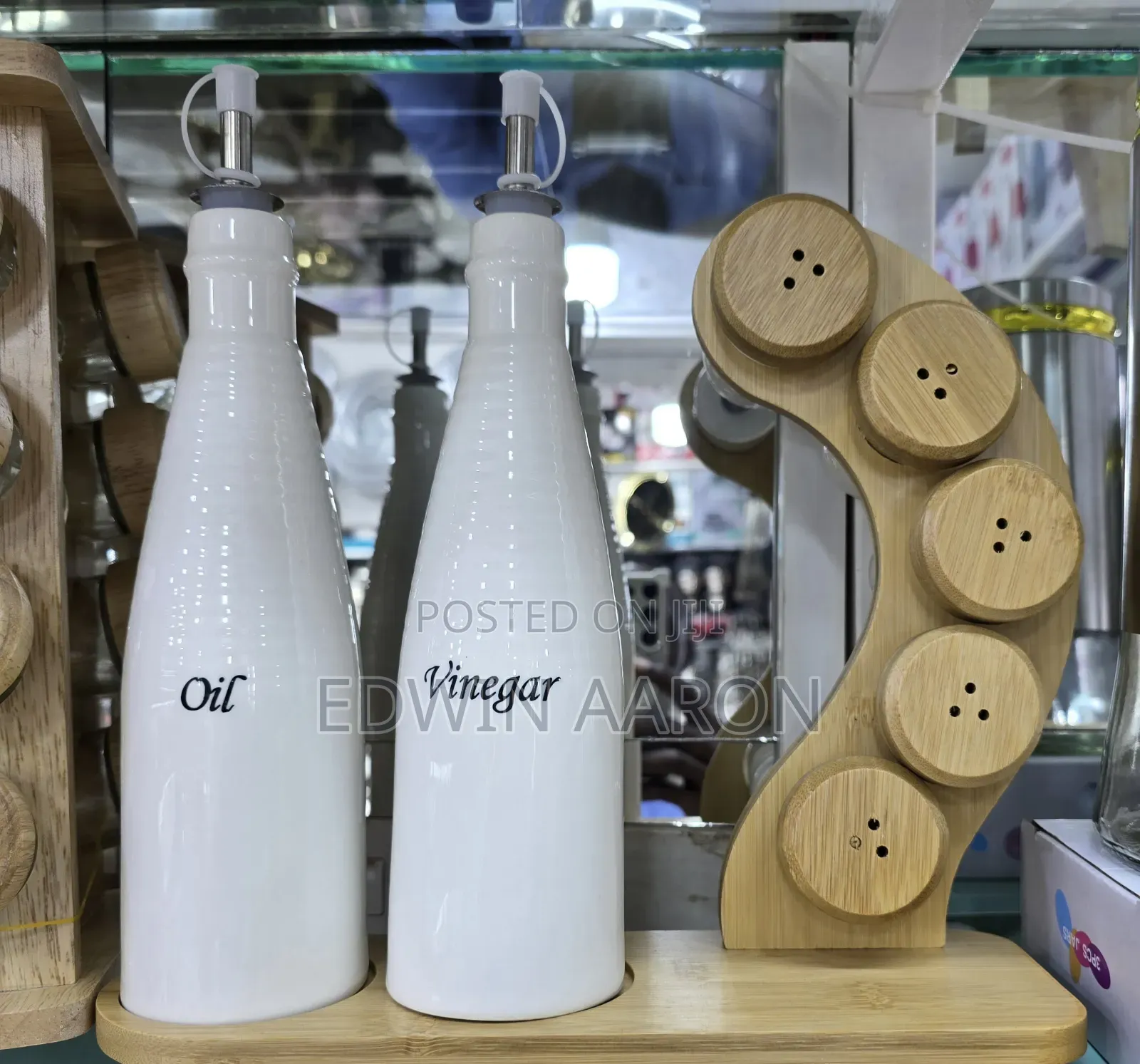 5pcs Spice Rack Set With Oil and Vinegar Bottles