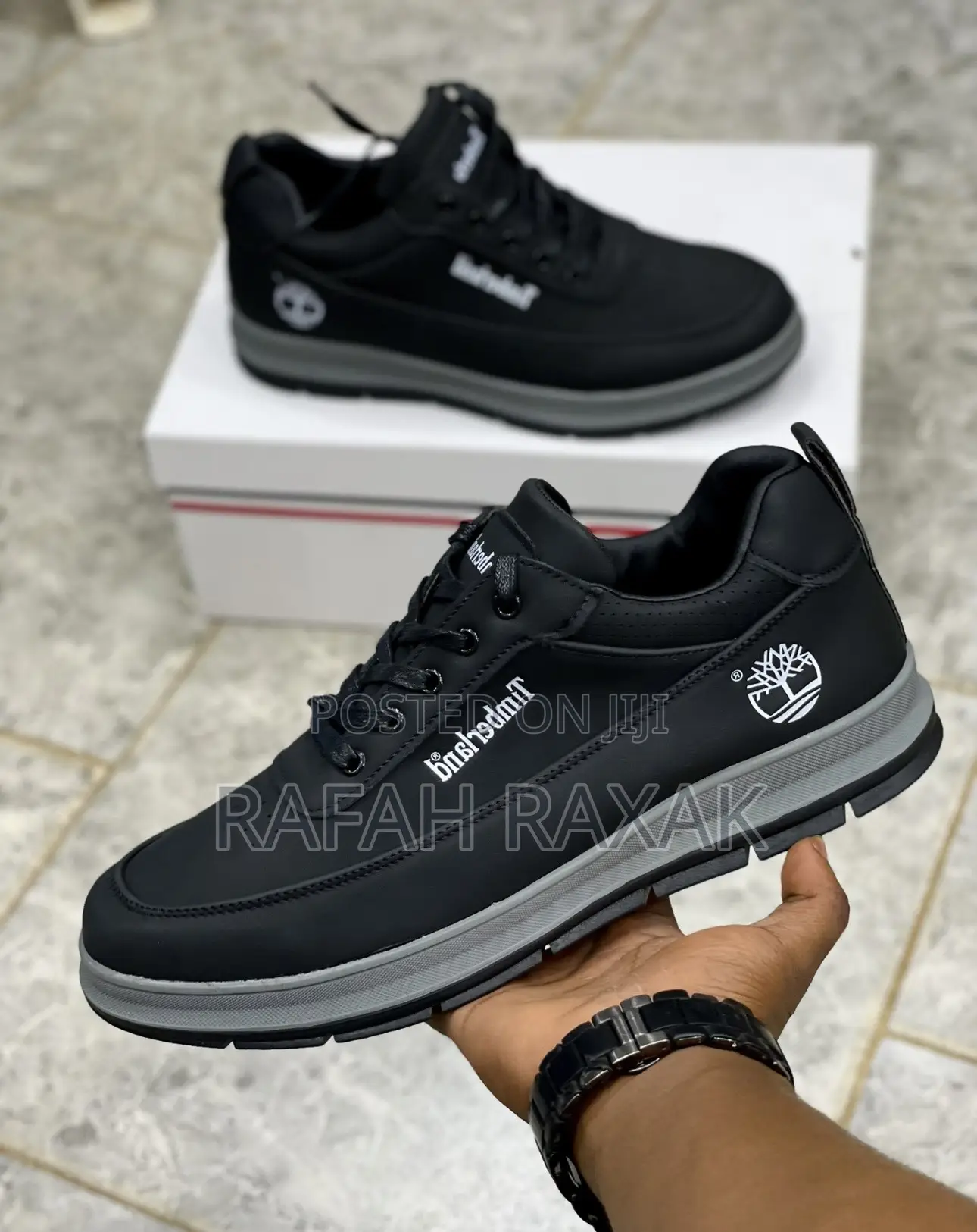 Men’S Black/Grey Timberland Smart Casual Leather Sneakers