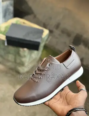 Men’S Coffee Brown Hugo Boss Smart Casual Leather Sneakers