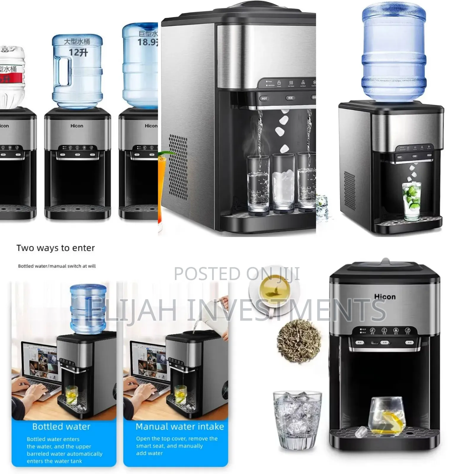 Hicon 3in1 Instant Ice Cube Maker, Hot/Cold Water Dispenser