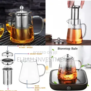 Transparent Borosilicate Glass Tea Kettle With Strainer