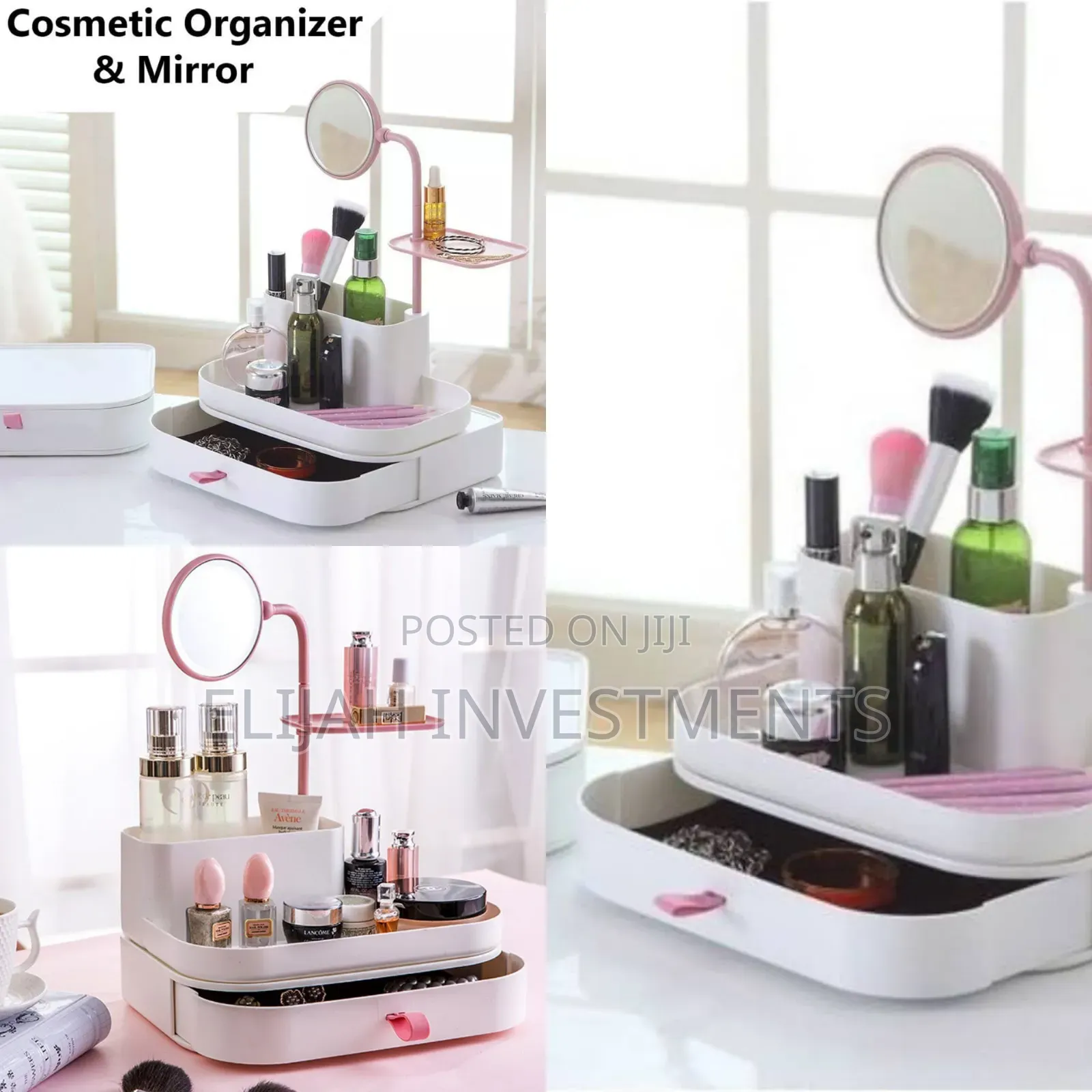 New Stylish Makeup Cosmetic Organizer With Rotating Mirror