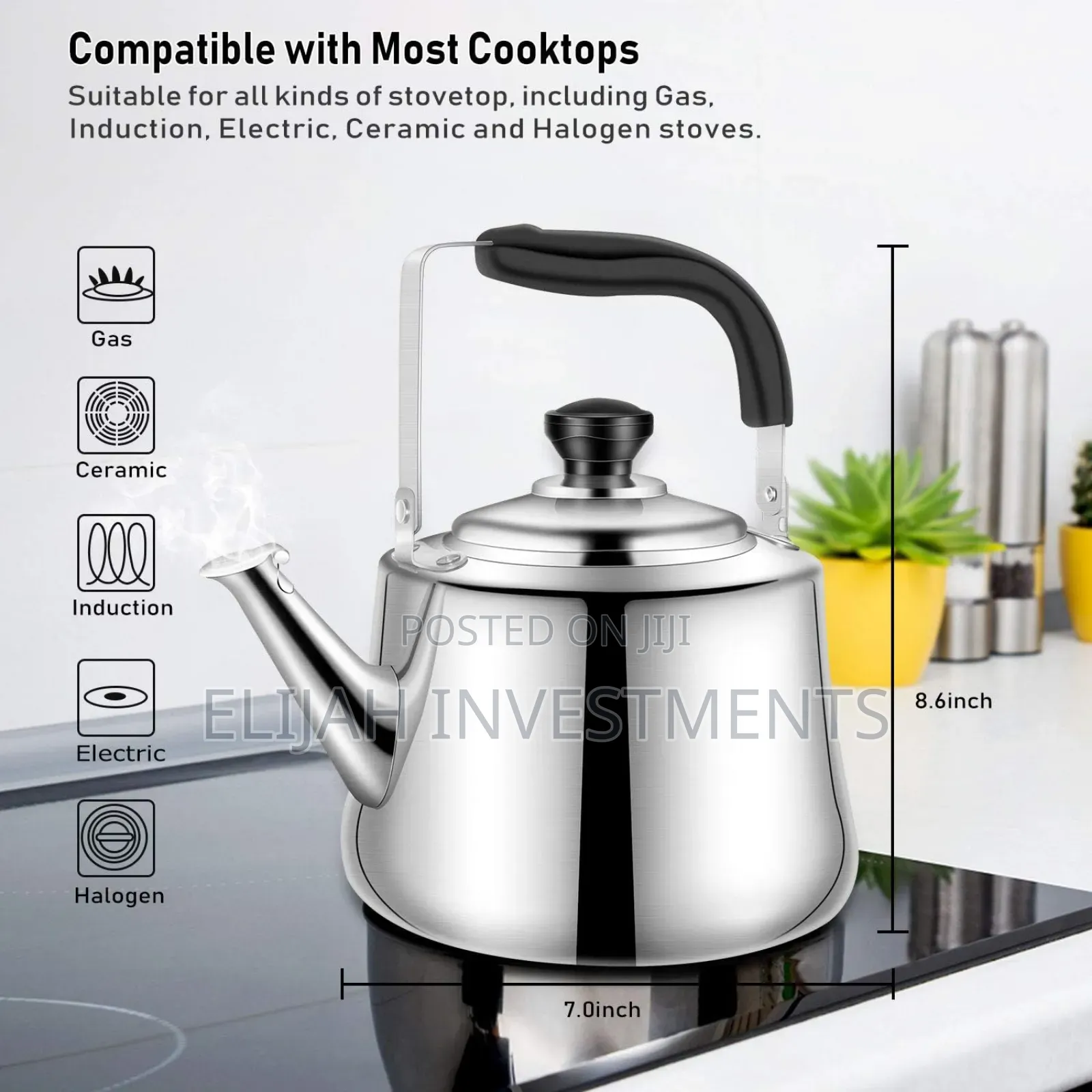 Durable Stovetop Stainless Steel 5litres Whistling Kettle