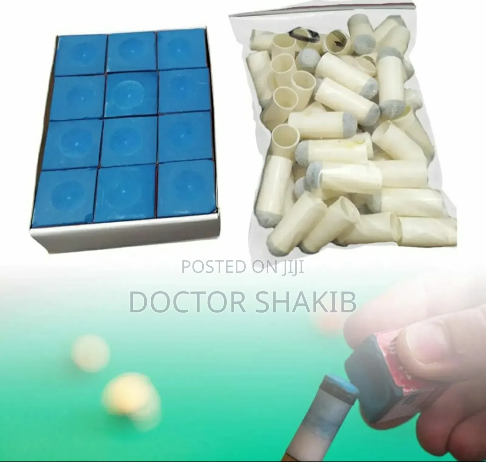 New 30pcs Slip on Pool Cue Tips With 24pcs Pool Cue Chalk2