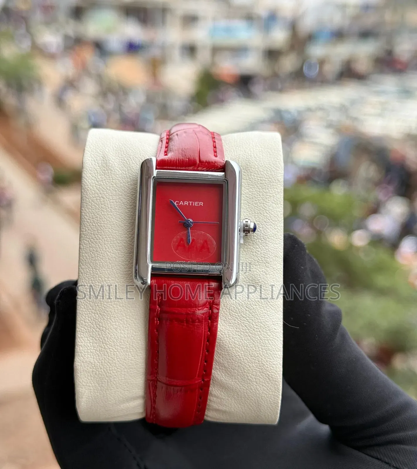 Cartier Women's Red Color Designer Gift Watch Box