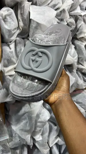 Gray Gucci Miami Interlocking G Slide Sandal
