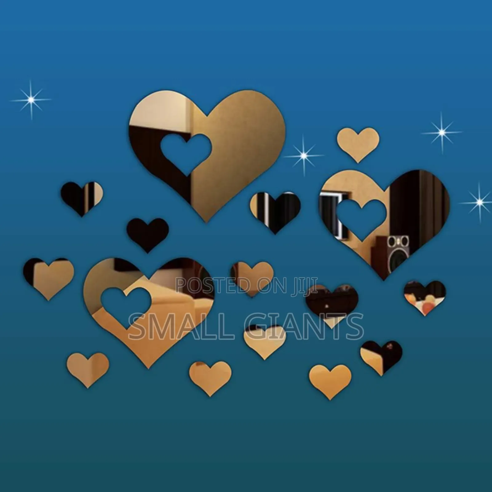 24pcs Acrylic Heart Shaped Mirror Wall Stickers