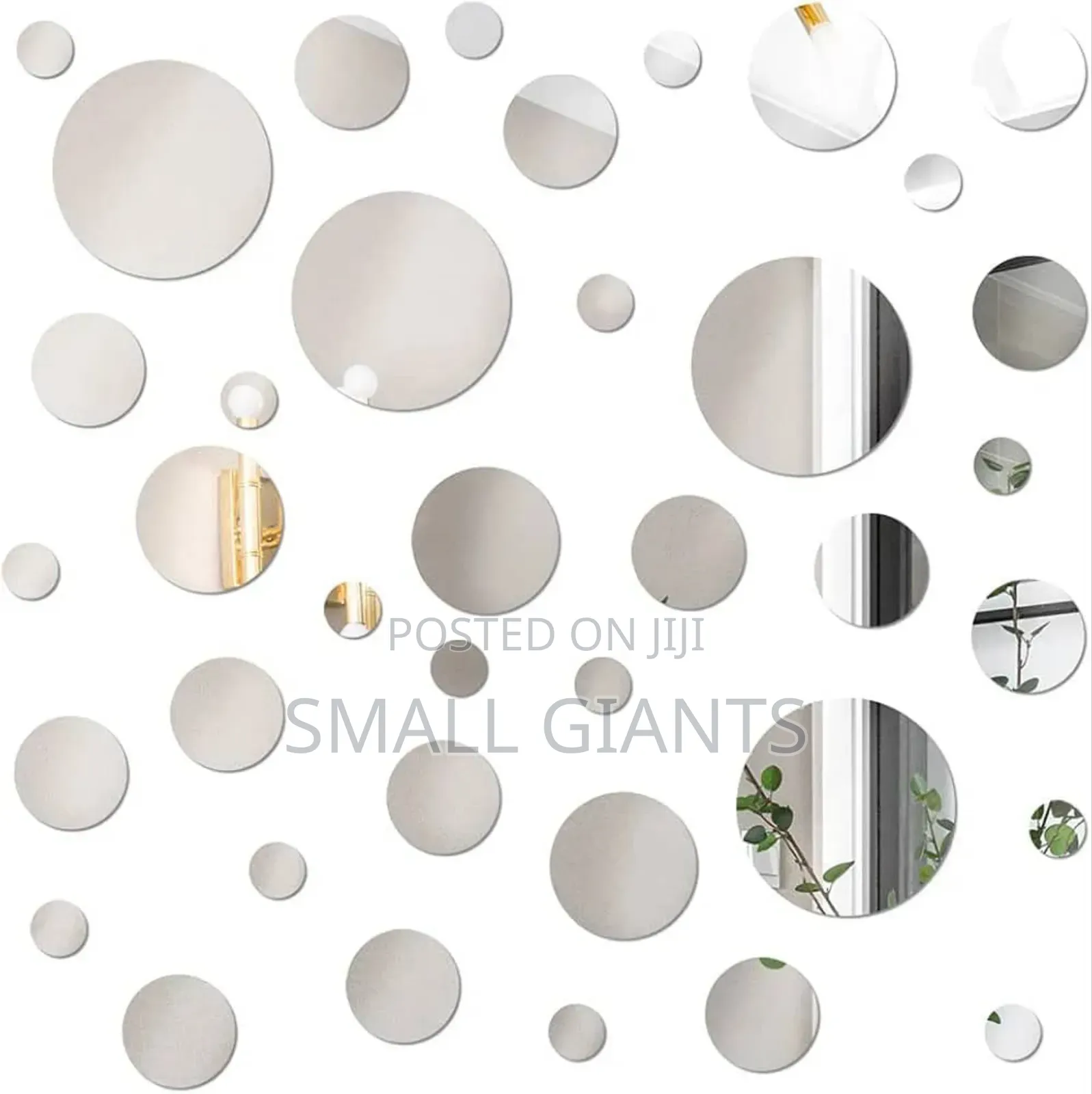 24pcs Silver /Gold Circle Mirror Decor Stickers