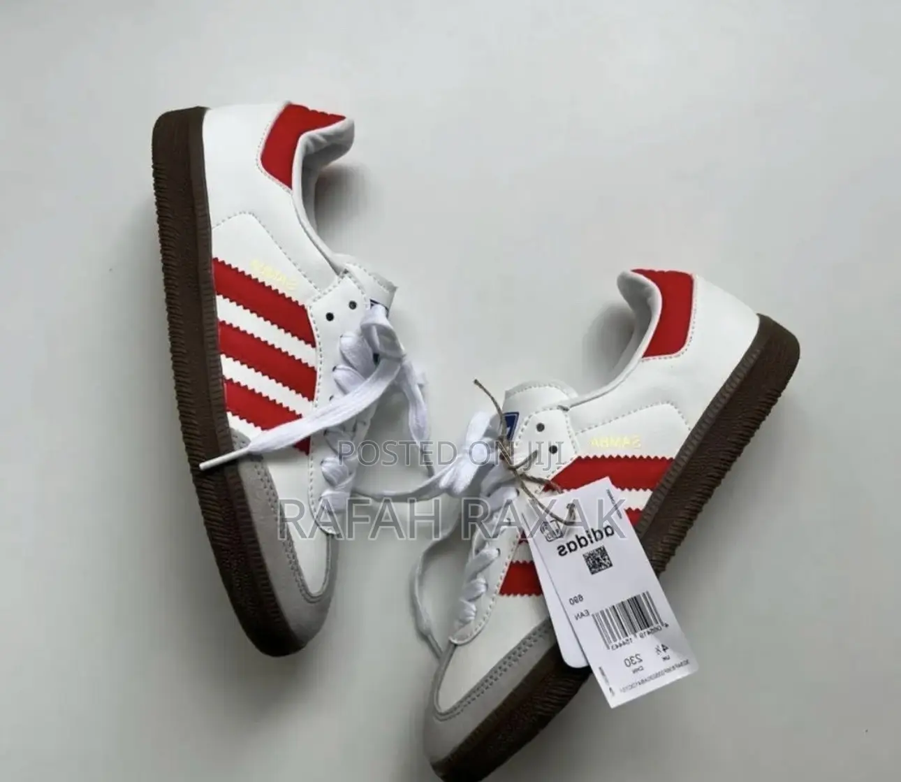 Unisex White/Red Stripes Adidas Samba Sneakers