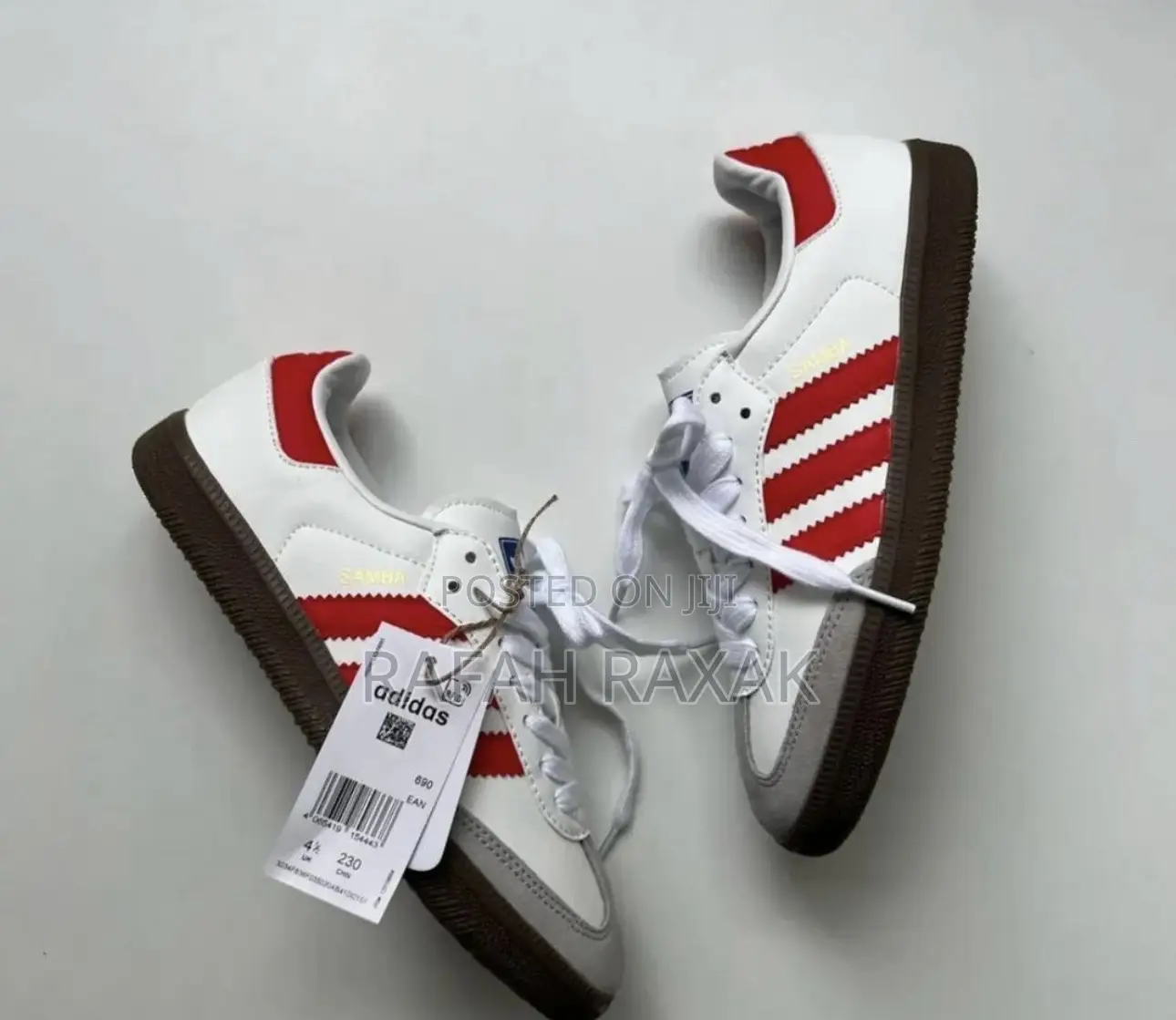 Unisex White/Red Stripes Adidas Samba Sneakers