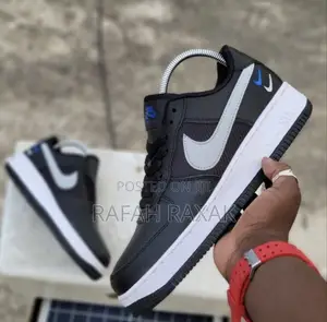 Original Nike Air Force 1 07 Double Swoosh Black Racer Blue