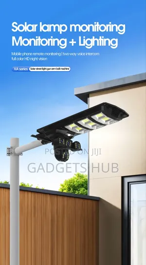 9mp 450w 4g Sim L Ip65 Solar Street Cameta and Light 4 Lens