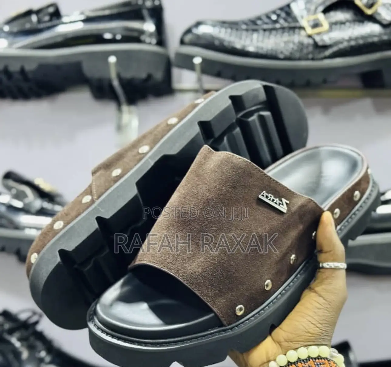 Original Coffee Brown Zara Luxury Push In Sandals
