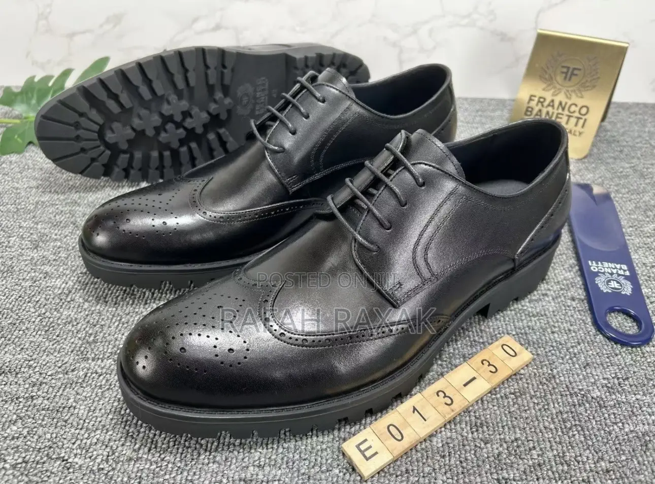 Men’S Black Franco Banetti Lace Up Leather Oxfords in Stock