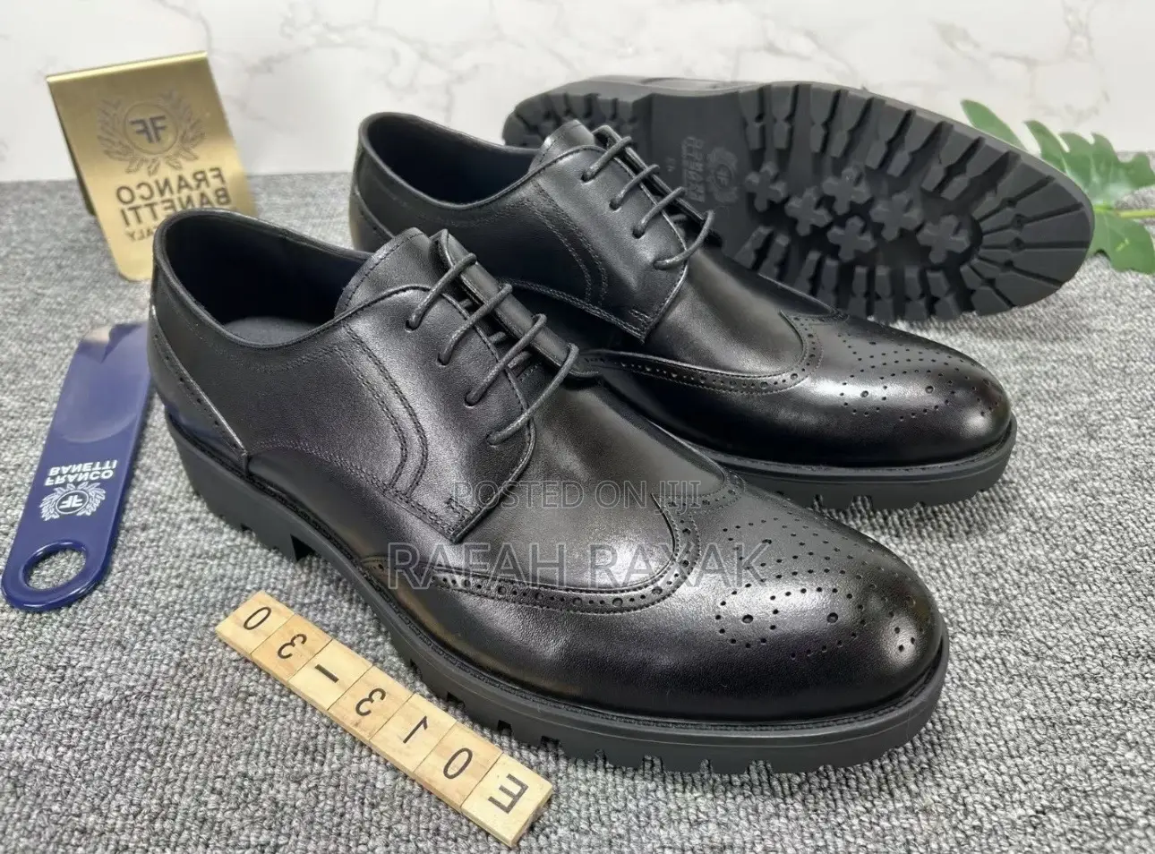 Men’S Black Franco Banetti Lace Up Leather Oxfords in Stock