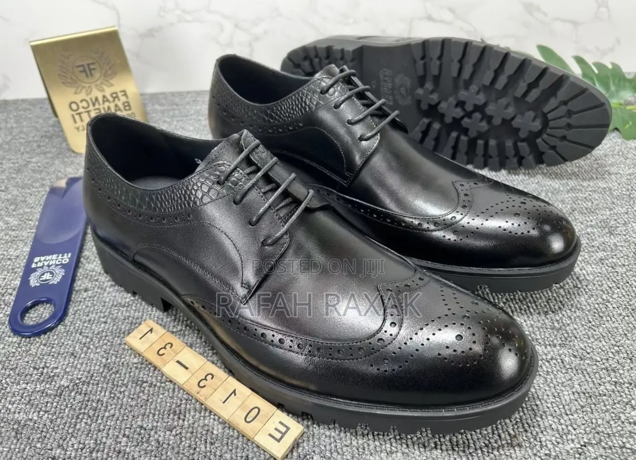 Men’S Black Premium Leather Gentle Oxfords Shoes