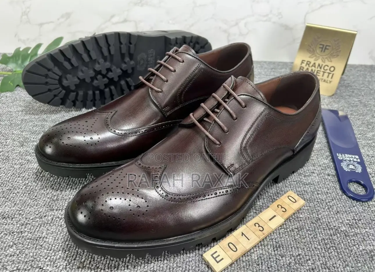 Original Dark Tan Franco Banetti Premium Leather Oxfords
