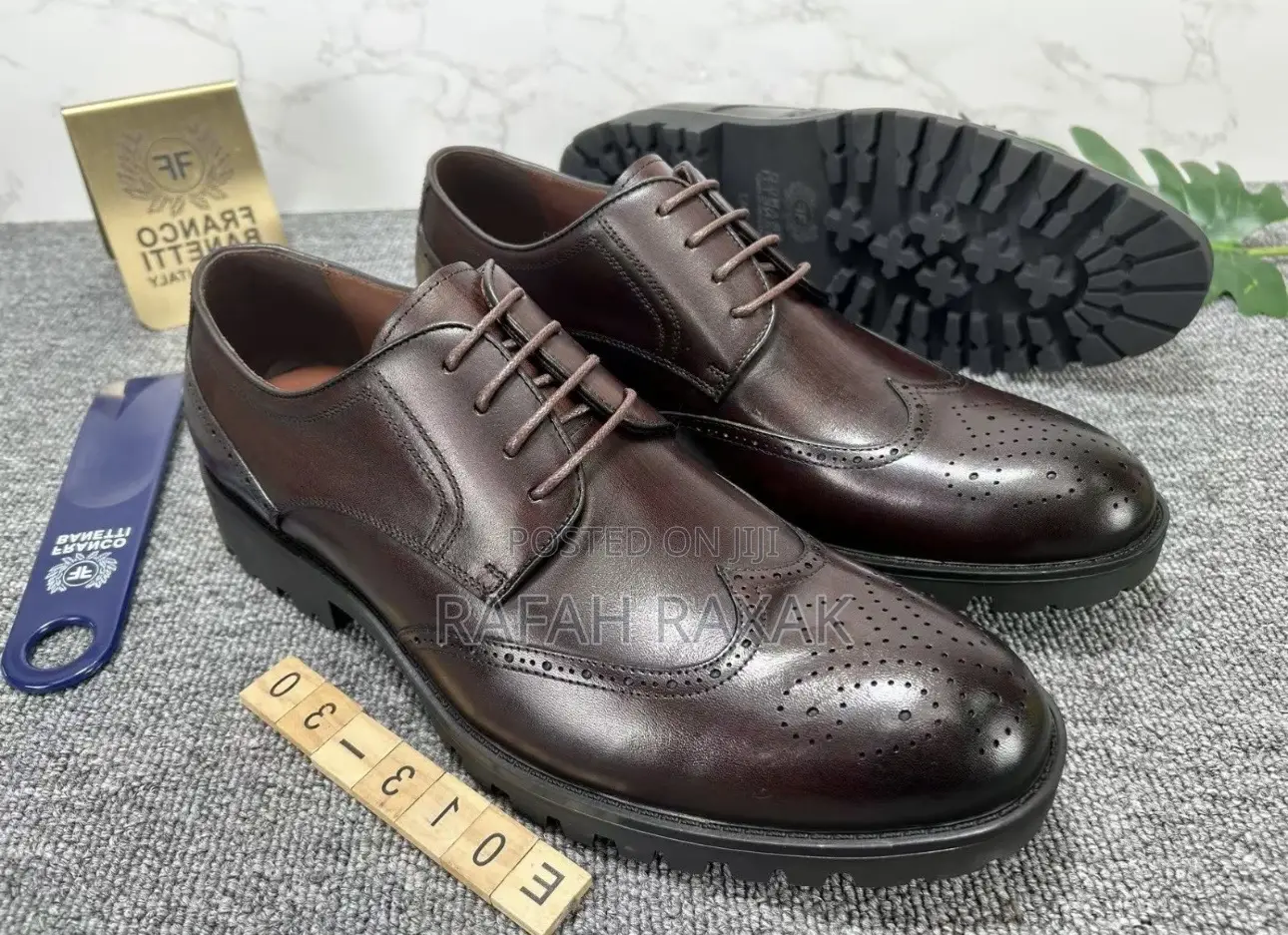 Original Dark Tan Franco Banetti Premium Leather Oxfords