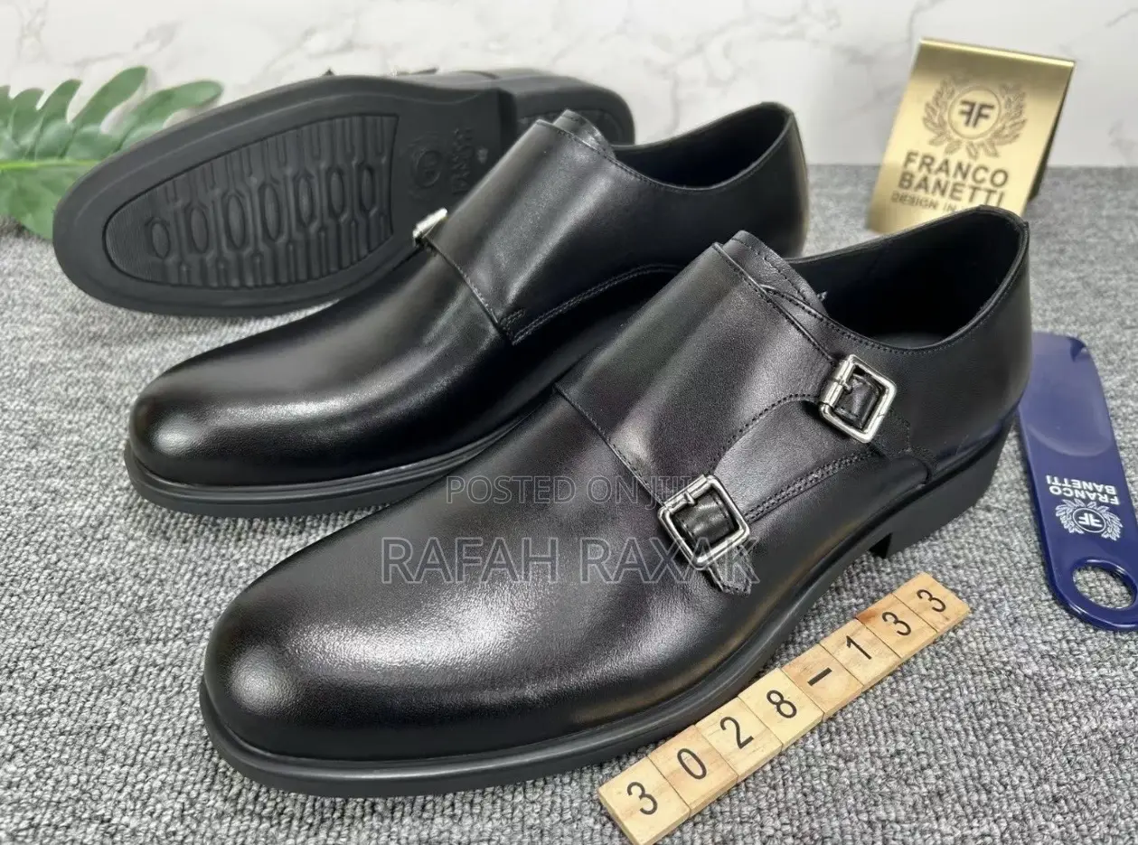 Original Black Franco Banetti Monk Straps Formal/Gentle Shoe