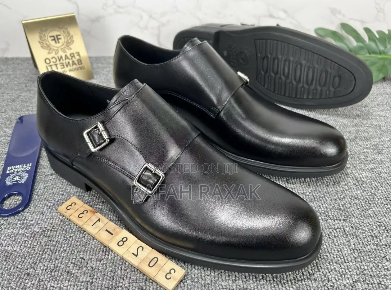 Original Black Franco Banetti Monk Straps Formal/Gentle Shoe
