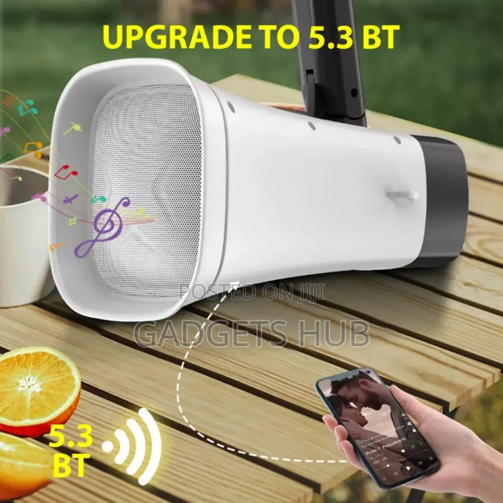Solar-Powered Megaphone Speaker Portable Wireless Bt
