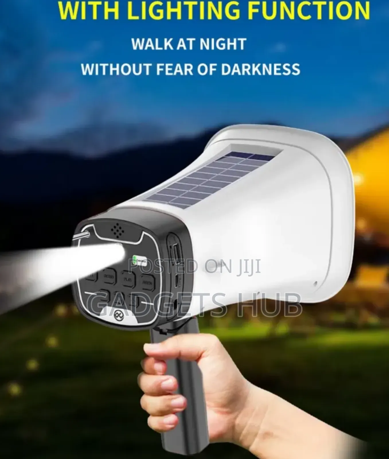 Solar-Powered Megaphone Speaker Portable Wireless Bt