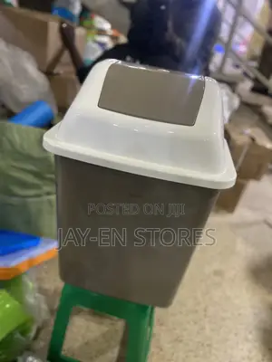 Brown Plastic Dustbin With Swing Lid