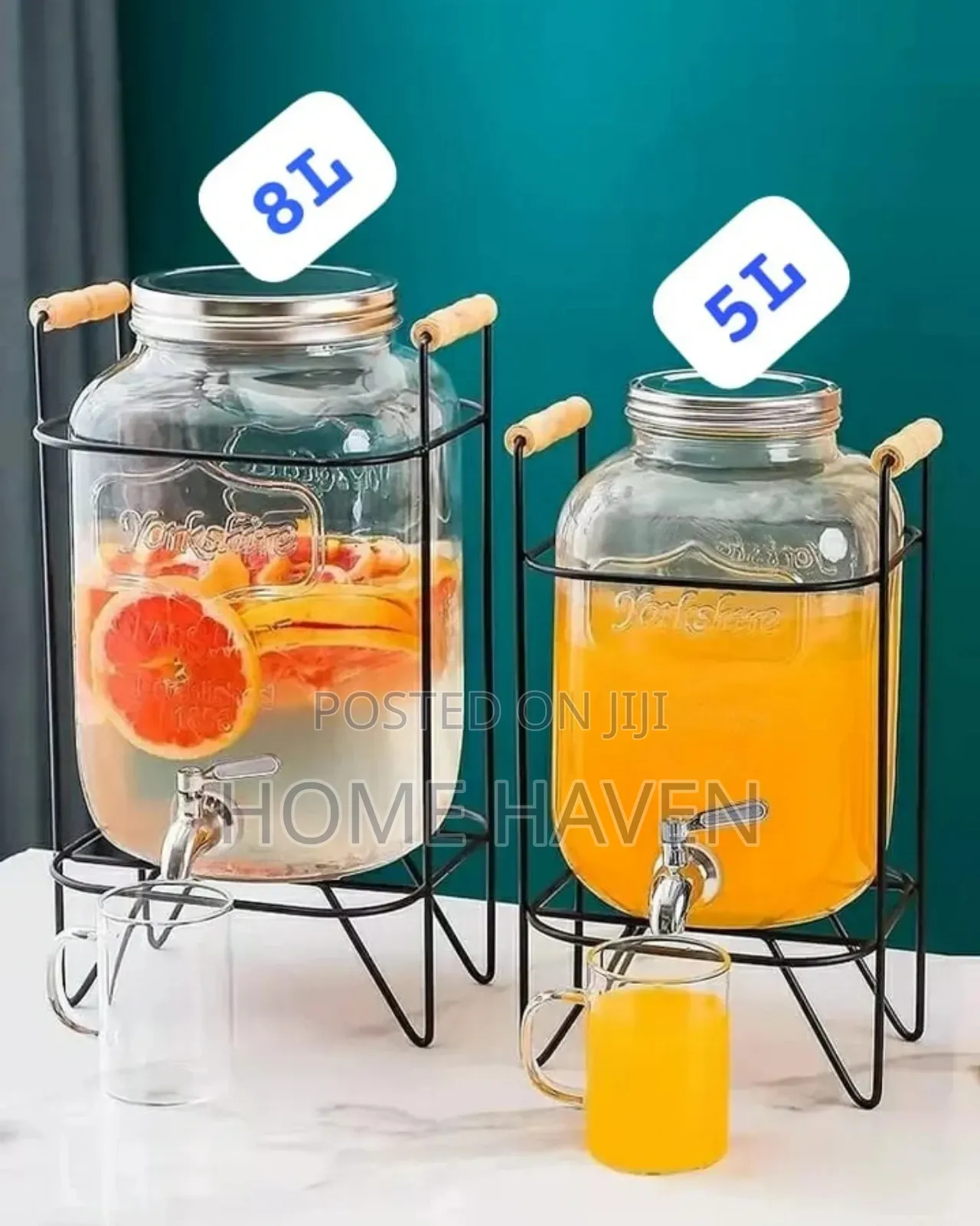 Glass Juice Dispenser With Metallic Stand
