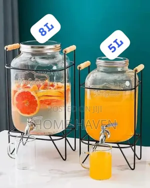 Glass Juice Dispenser With Metallic Stand