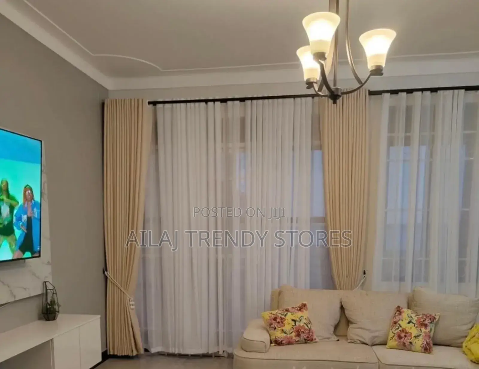 Cream Curtains and White Nets Per Metre