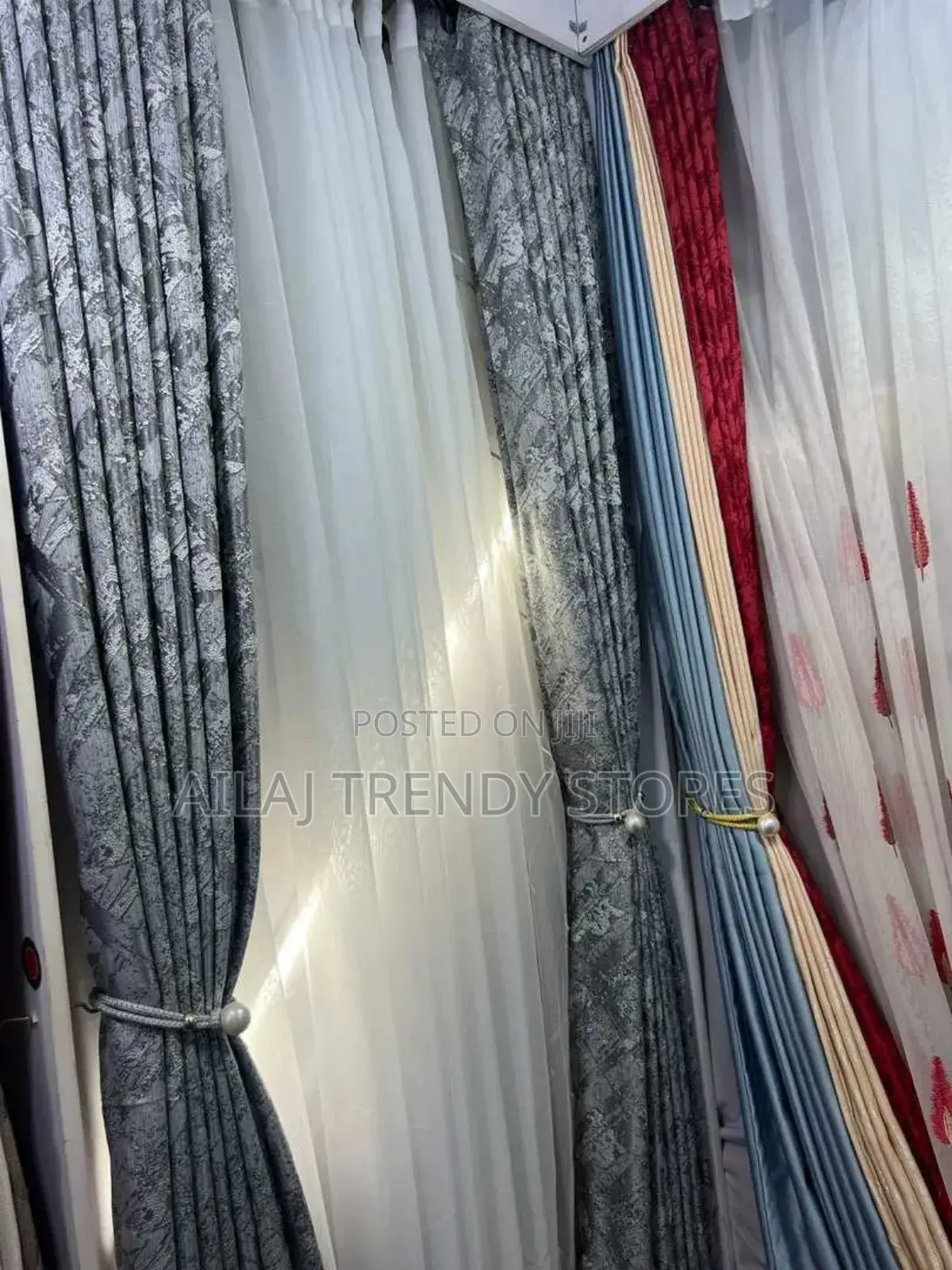 Gray Patterned Curtains Per Metre
