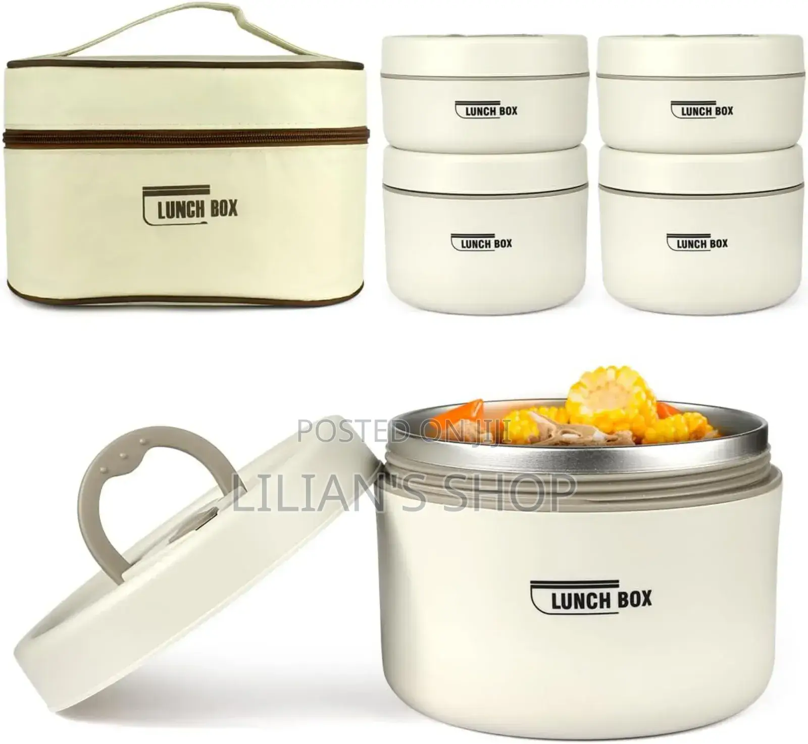 4pcs Stainless Steel Lunc Containers With Insulated Bag