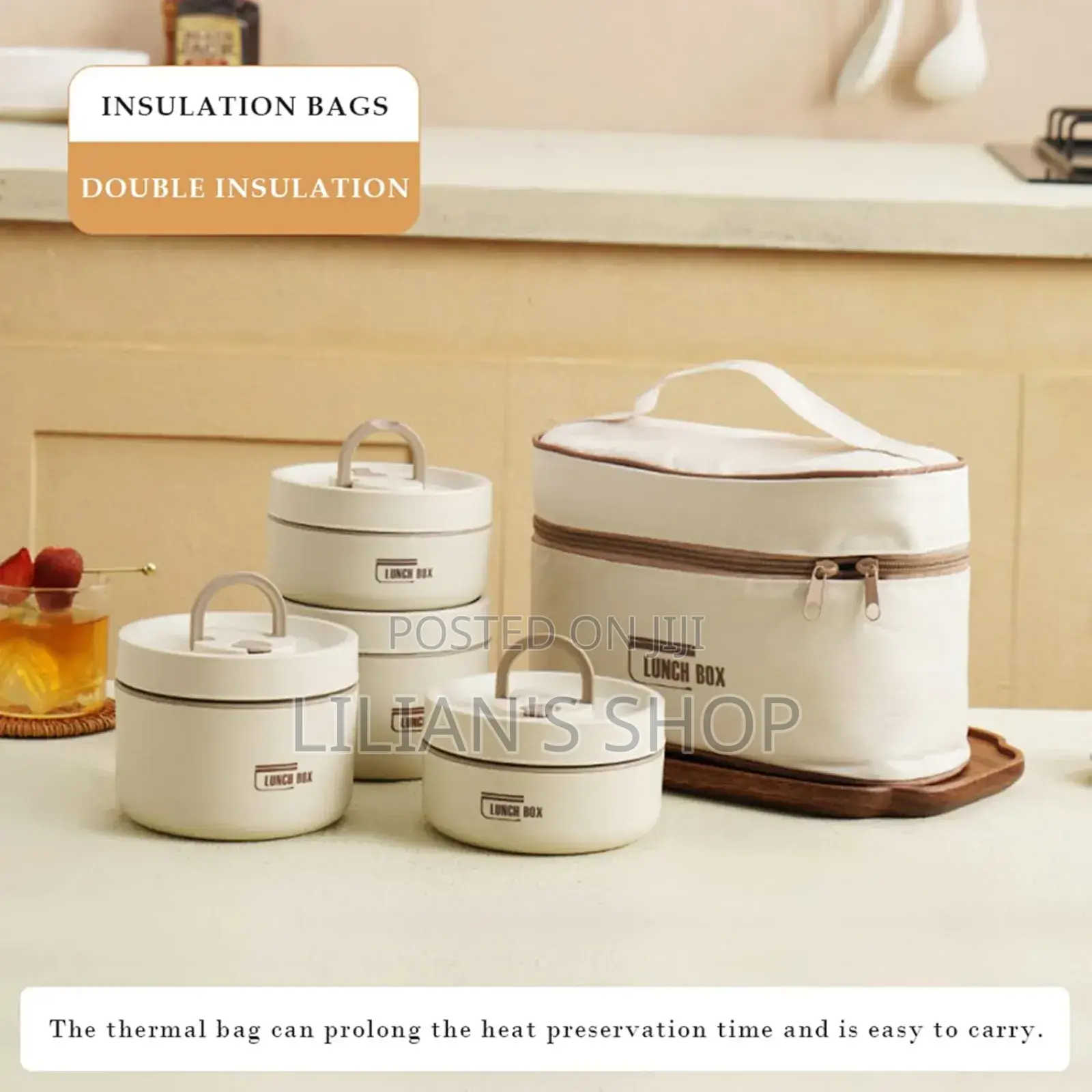 4pcs Stainless Steel Lunc Containers With Insulated Bag