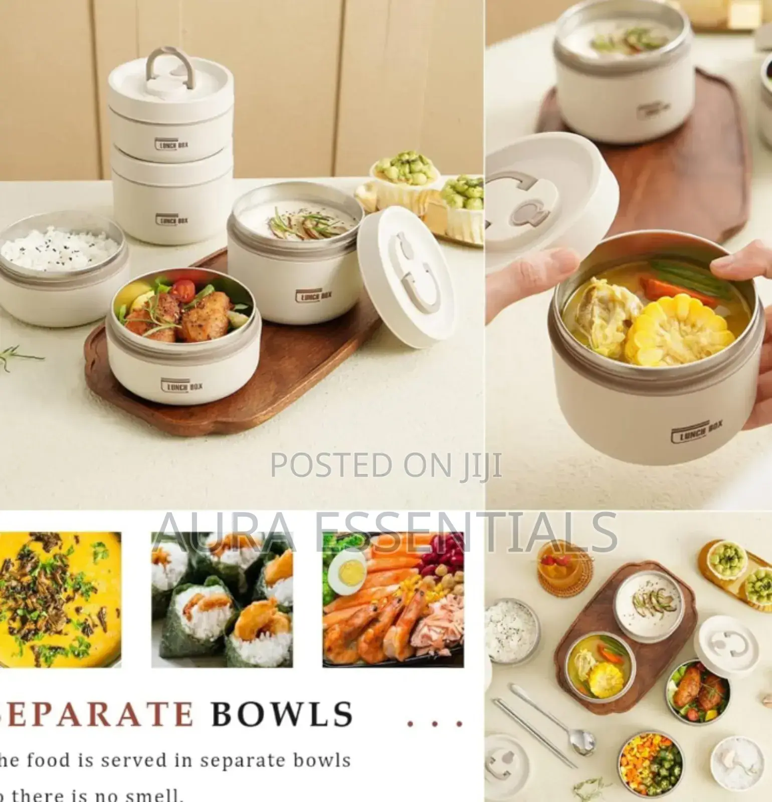4pcs Stainless Steel Lunc Containers With Insulated Bag