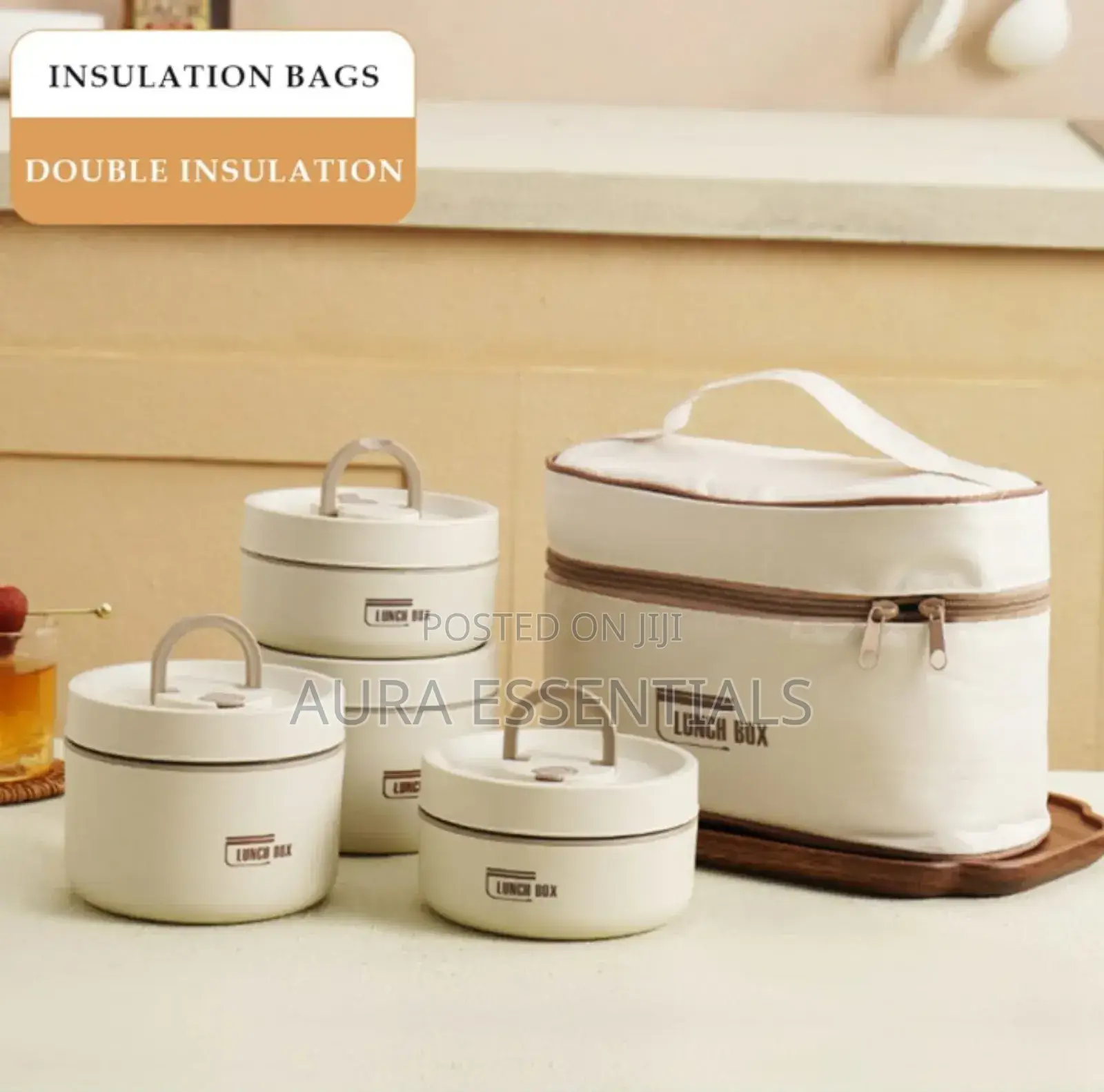 4pcs Stainless Steel Lunc Containers With Insulated Bag